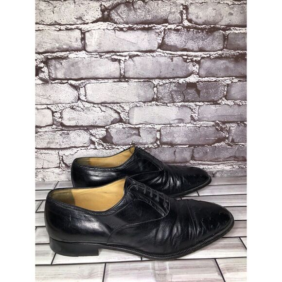 MORESCHI Black Leather Ostrich Cap Toe Oxfords Dress Shoes Men’s Sz 12M US/45EU main image 11